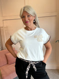 Load image into Gallery viewer, Crochet Bow T Shirt  - White/Cream - Wardrobe By Simone
