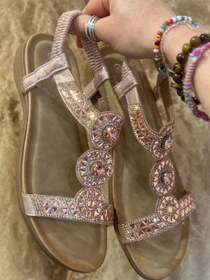 Rosie Gold Bling Sandals - Rose Gold