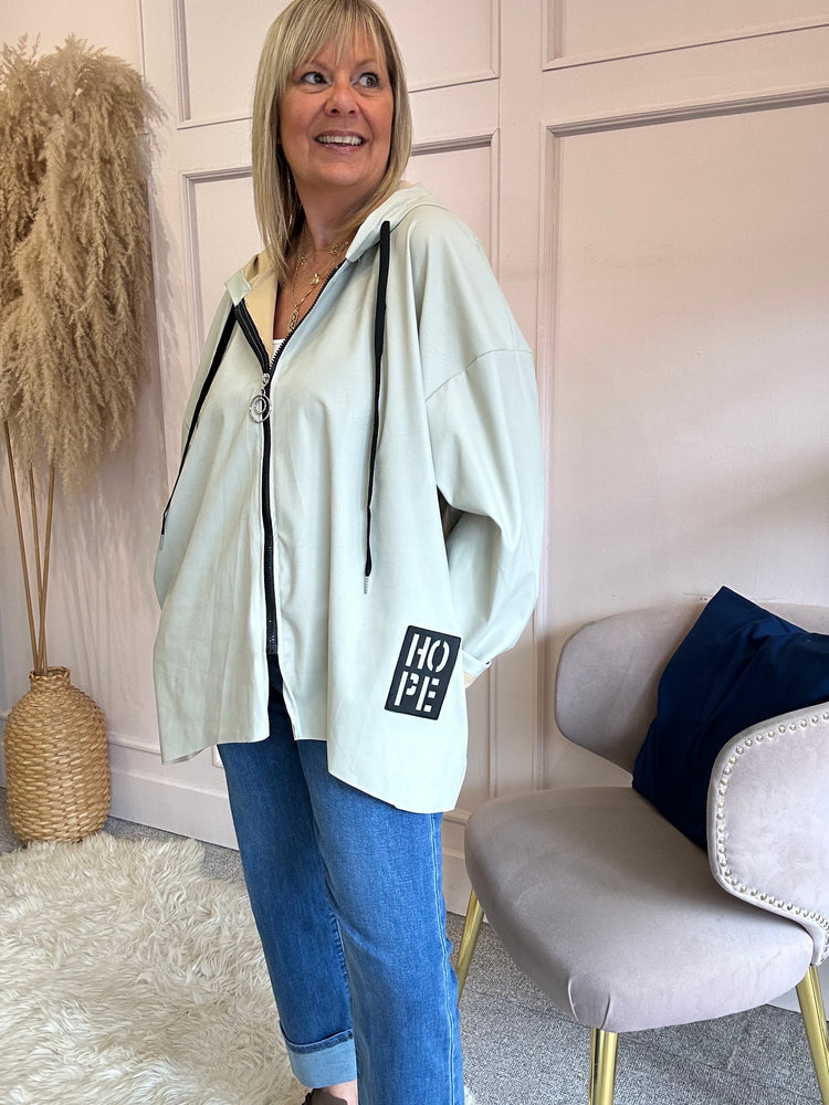 Oversized Hooded PU Mac - Cream