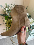 Load image into Gallery viewer, Kitten Heel Ankle Boot -Beige - Wardrobe By Simone
