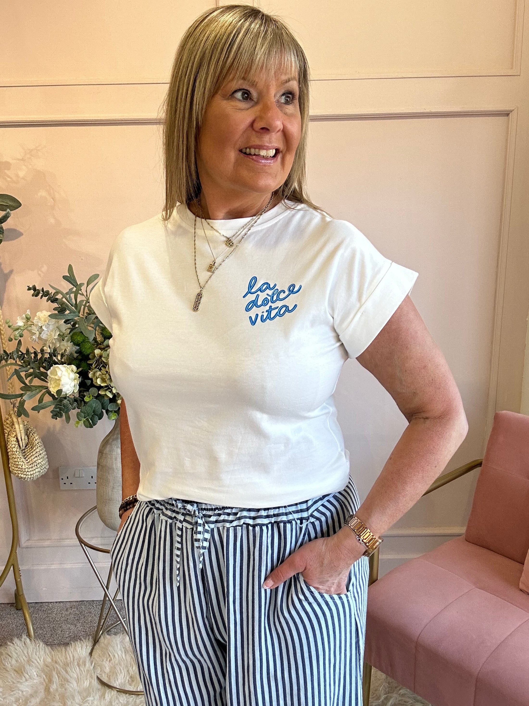 La Dolce Vita T Shirt  - White - Wardrobe By Simone