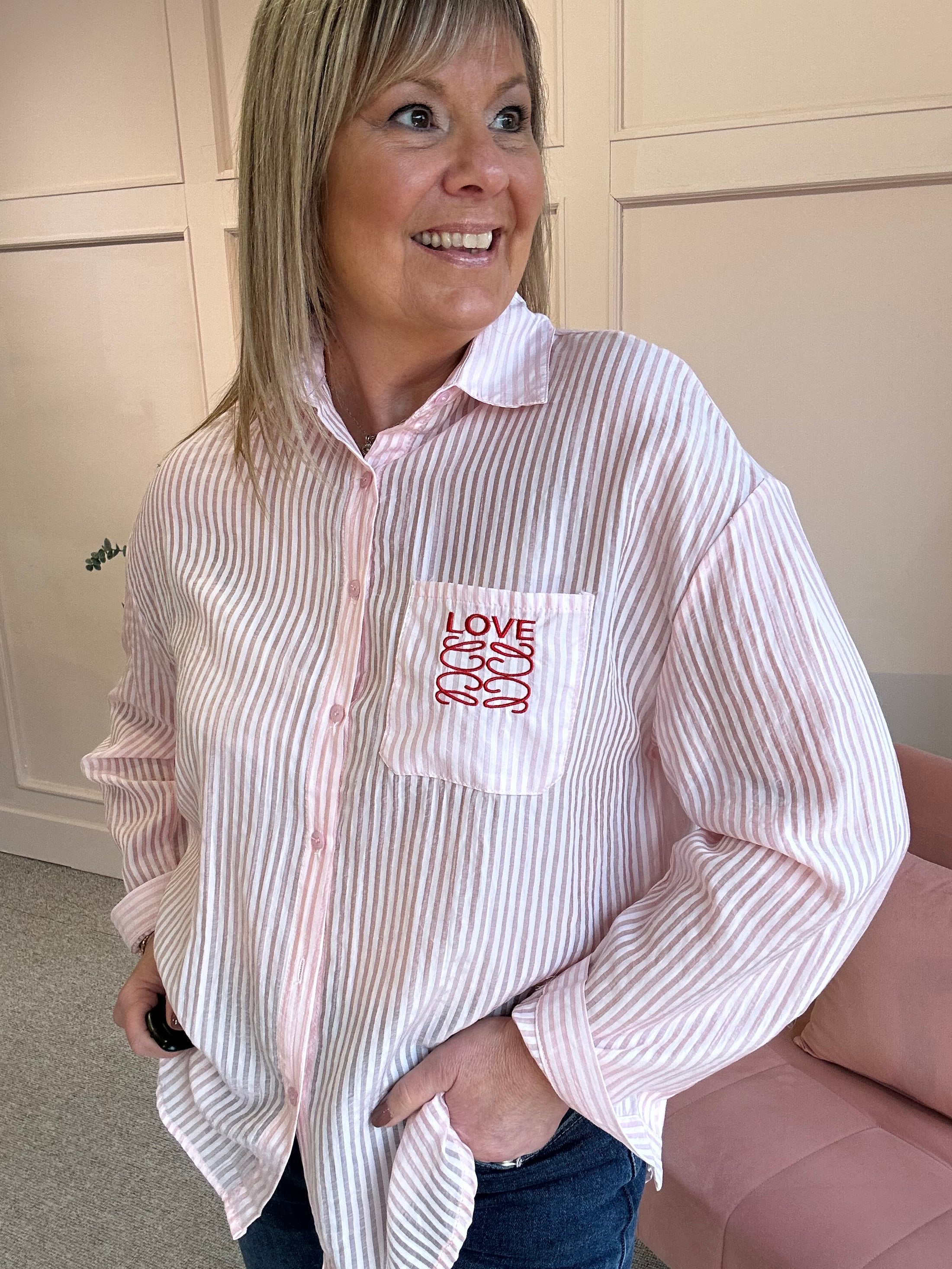 Love Stripe Shirt - pink
