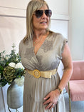 Load image into Gallery viewer, Flower Detail Belted Midi Dress - Latte
