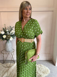 Load image into Gallery viewer, Spotty Pleated Dress- Lush Green - Wardrobe By Simone
