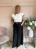 Load image into Gallery viewer, Black Gold Frill Edged T Shirt  - Soft Cream - Wardrobe By Simone
