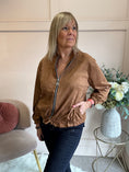 Load image into Gallery viewer, Suedette Zip Jacket - Golden Brown
