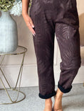 Load image into Gallery viewer, Belted Leaf Embossed Pant - Brown

