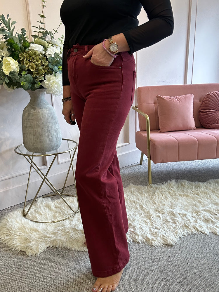 Super Cool Wide Jean - Burgundy
