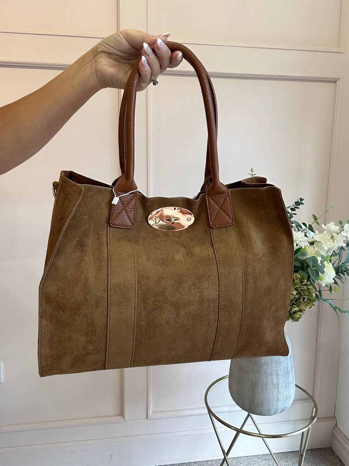 Shopper Tote Bag  - Rich Tan/Tan - Wardrobe By Simone
