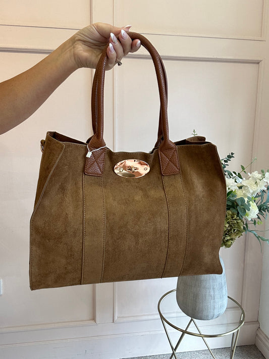Shopper Tote Bag  - Rich Tan/Tan - Wardrobe By Simone