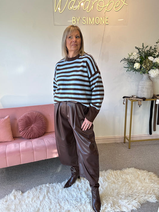 Fun Striped Jumper -  Blue/Brown