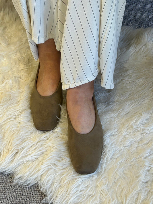 Camille Faux Suede ballet Shoe - Taupe