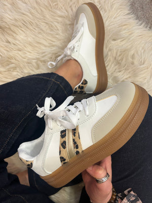 Leopard Detail & Chunky Sole Trainer - White - Wardrobe By Simone