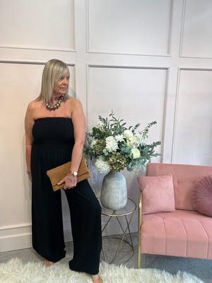 Strapless Wide Leg Jumpsuit - Black