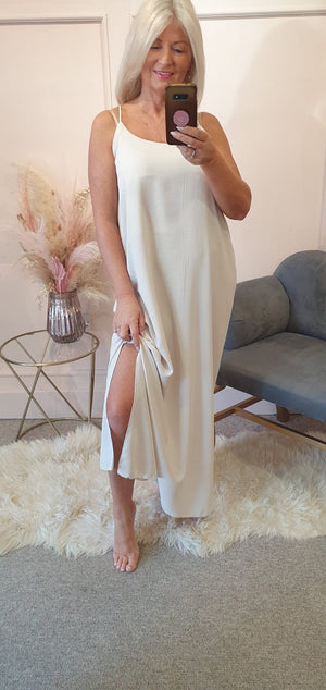 Strappy Maxi Sundress - Light Beige - Wardrobe By Simone