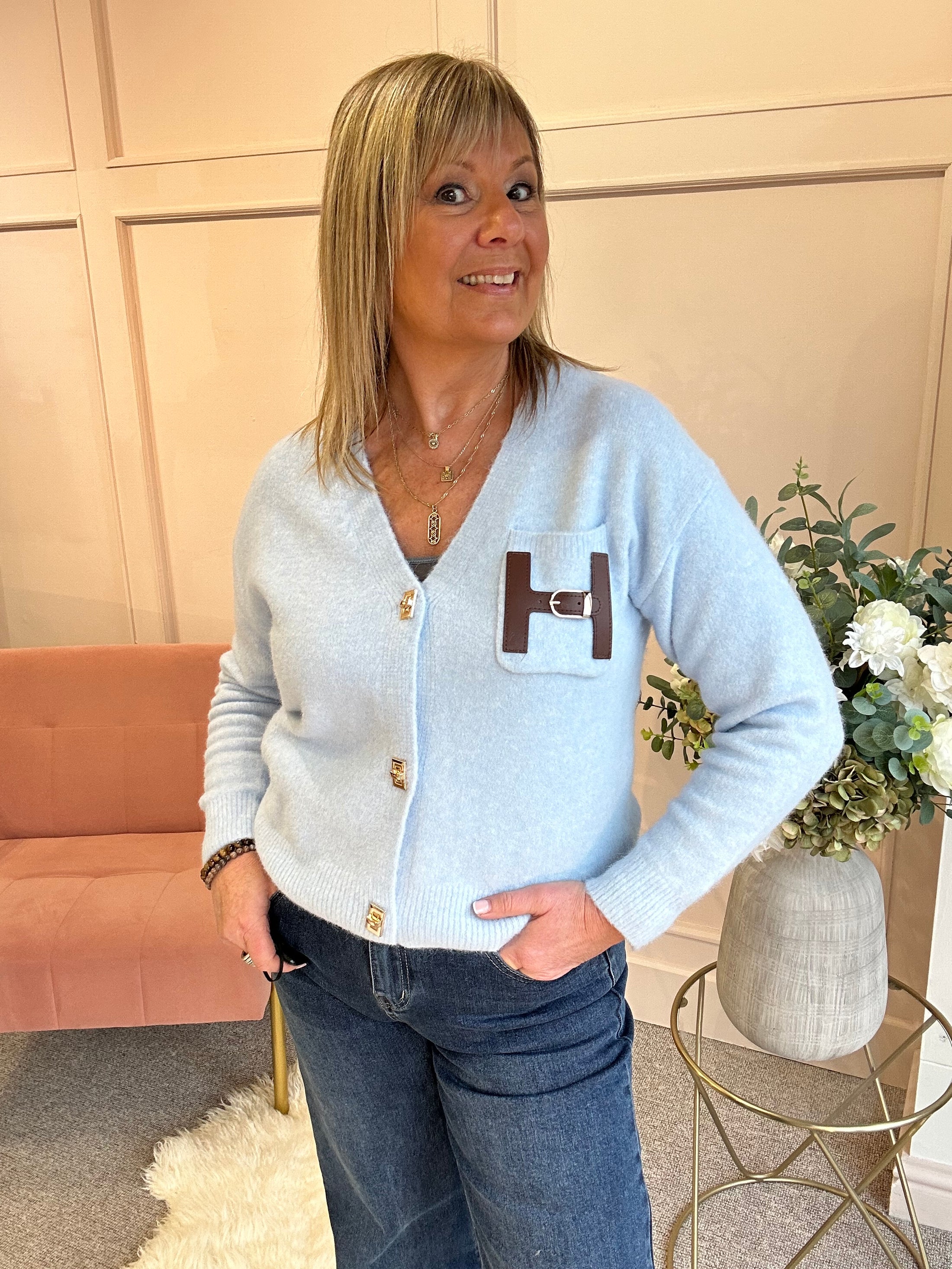 H Cardigan - Pale Blue