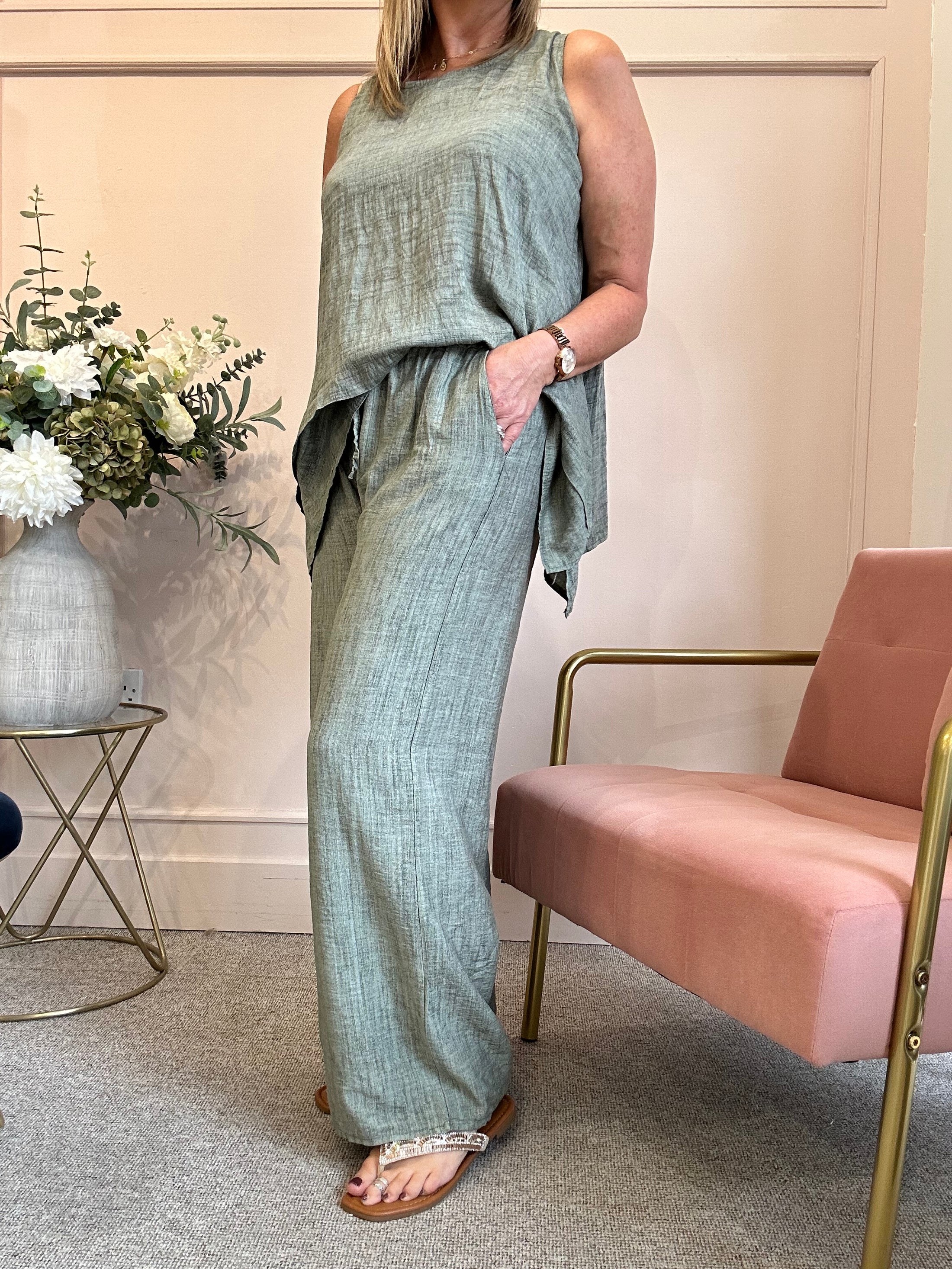 Wide Leg Pant - Light Khaki