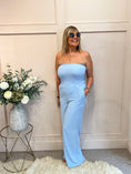 Load image into Gallery viewer, Bardot Jumpsuit Wide Leg - Blue
