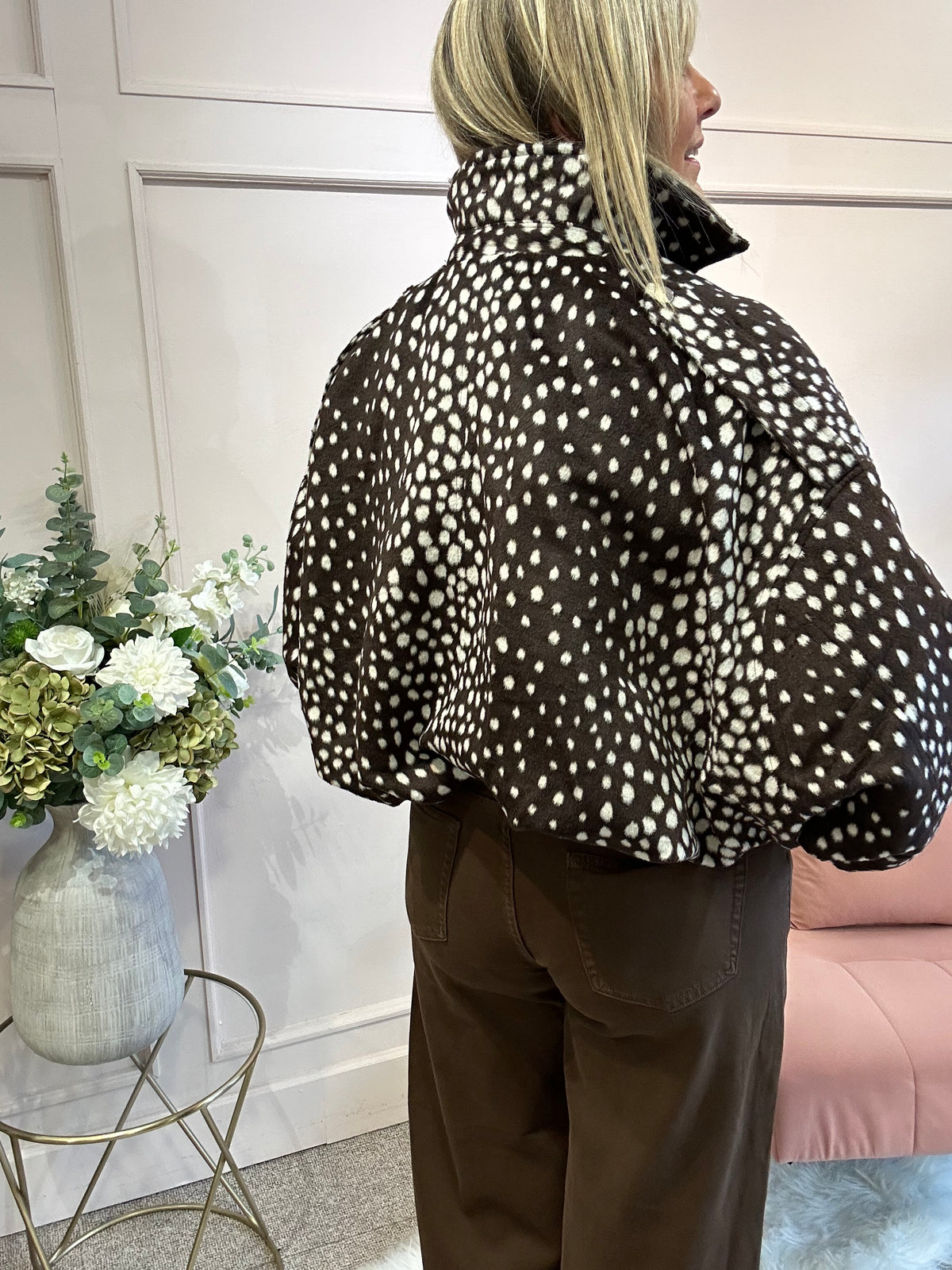 Trending Deer Pattern Jacket - Brown/White