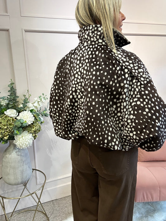 Trending Deer Pattern Jacket - Brown/White - Wardrobe By Simone
