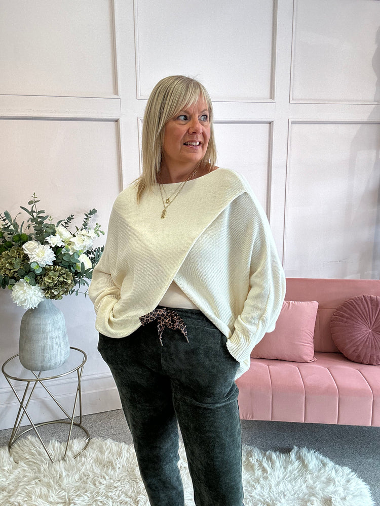 Crossed layered Jumper - Cream