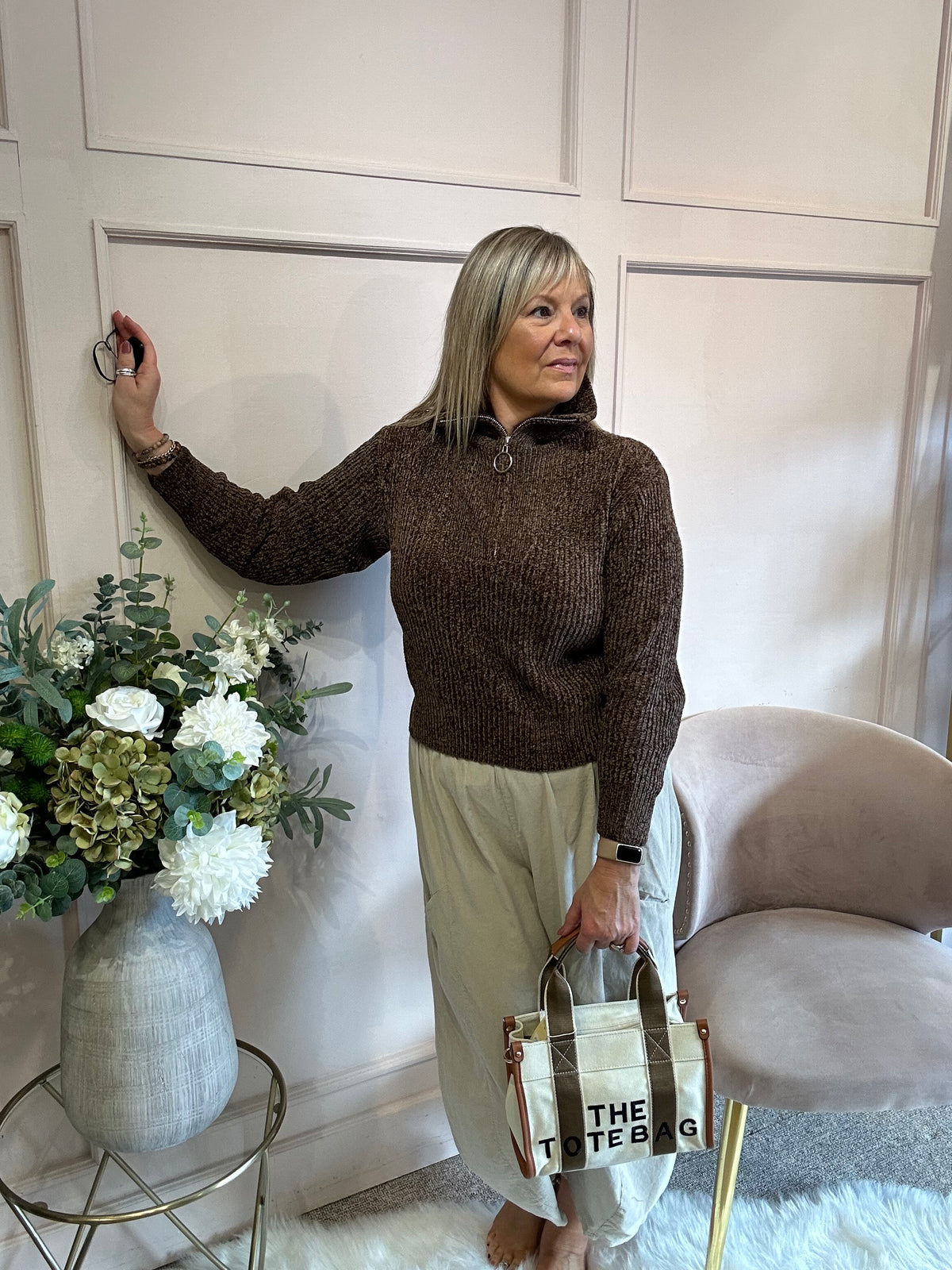 Zip Soft Jumper - Brown