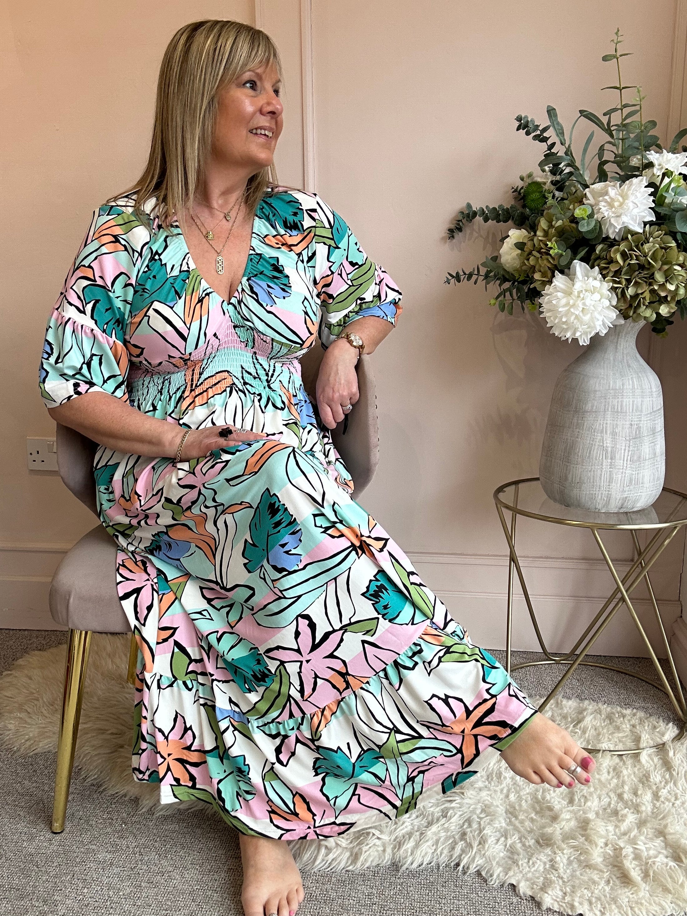 Vibrant Aztec Maxi Dress - Mint Green/Mix - Wardrobe By Simone