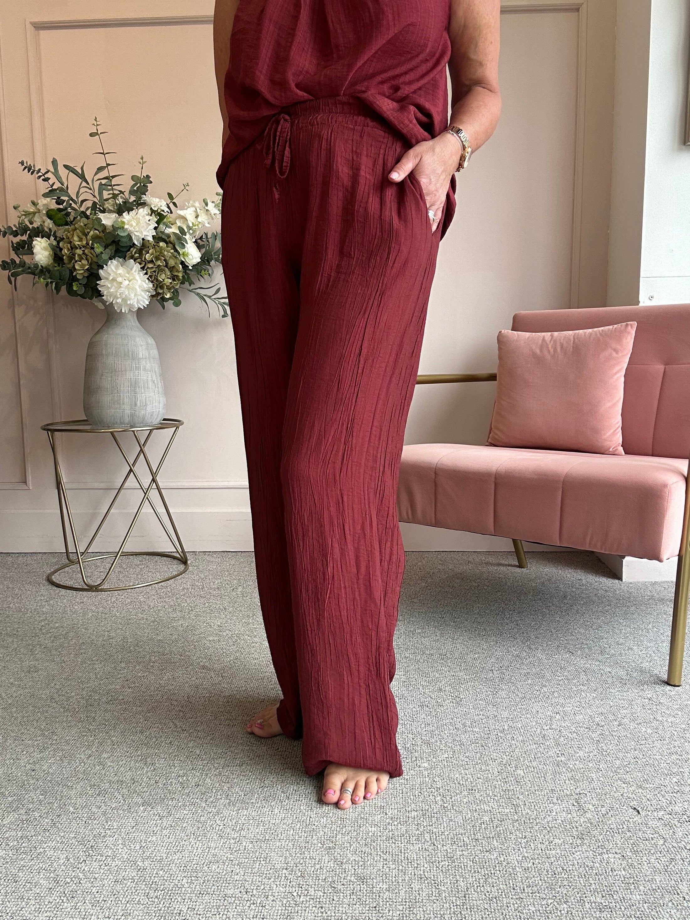 Relaxed Wide Pant - Burgundy
