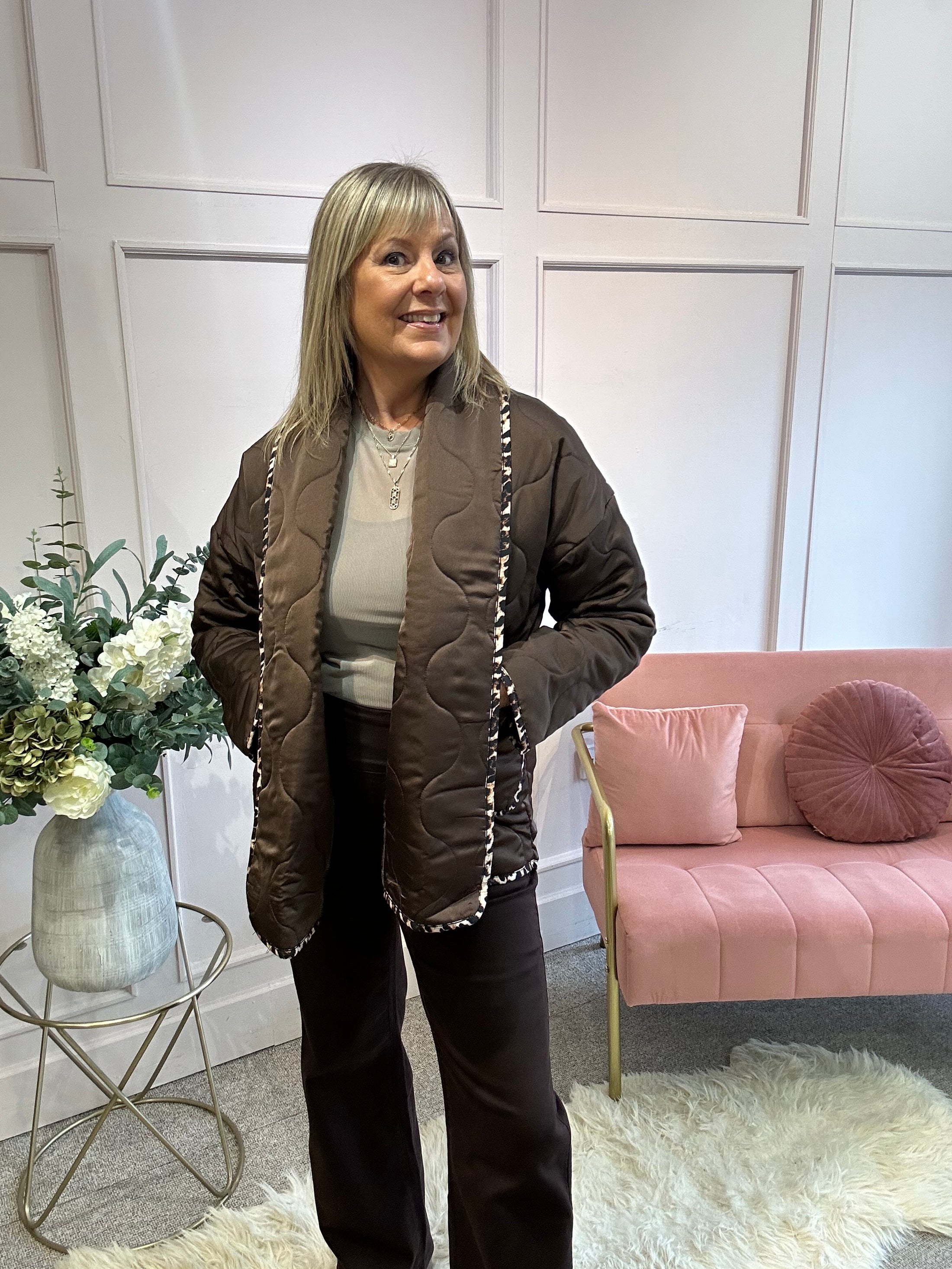 Quilted Jacket - Brown/ Leopard (Copy)