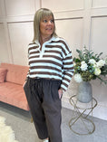 Load image into Gallery viewer, Striped Rugby Shirt Top - Brown/White - Wardrobe By Simone
