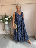 Load image into Gallery viewer, Polka Dot With Gold Shimmer - Navy/White - Wardrobe By Simone
