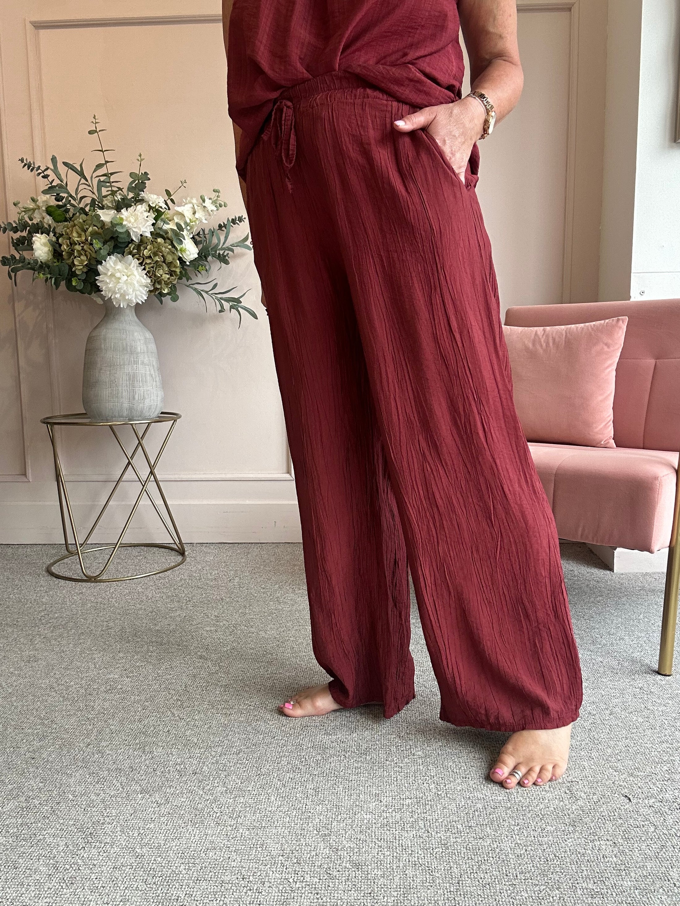 Relaxed Wide Pant - Burgundy