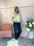 Load image into Gallery viewer, Diamond Pattern Zip Jumper - Grey/Lemon
