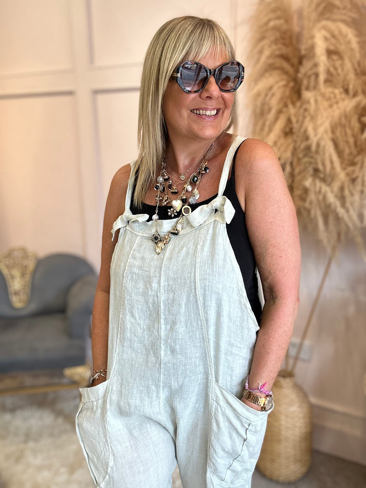 Linen dungarees - Beige - Wardrobe By Simone