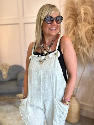 Linen dungarees - Beige - Wardrobe By Simone