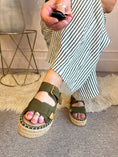 Load image into Gallery viewer, Ivy Buckle & Weave Slider Sandal - Olive - Wardrobe By Simone
