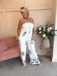 Load image into Gallery viewer, Floral Embroidered Detailed Jumpsuit - Cream/Black - Wardrobe By Simone
