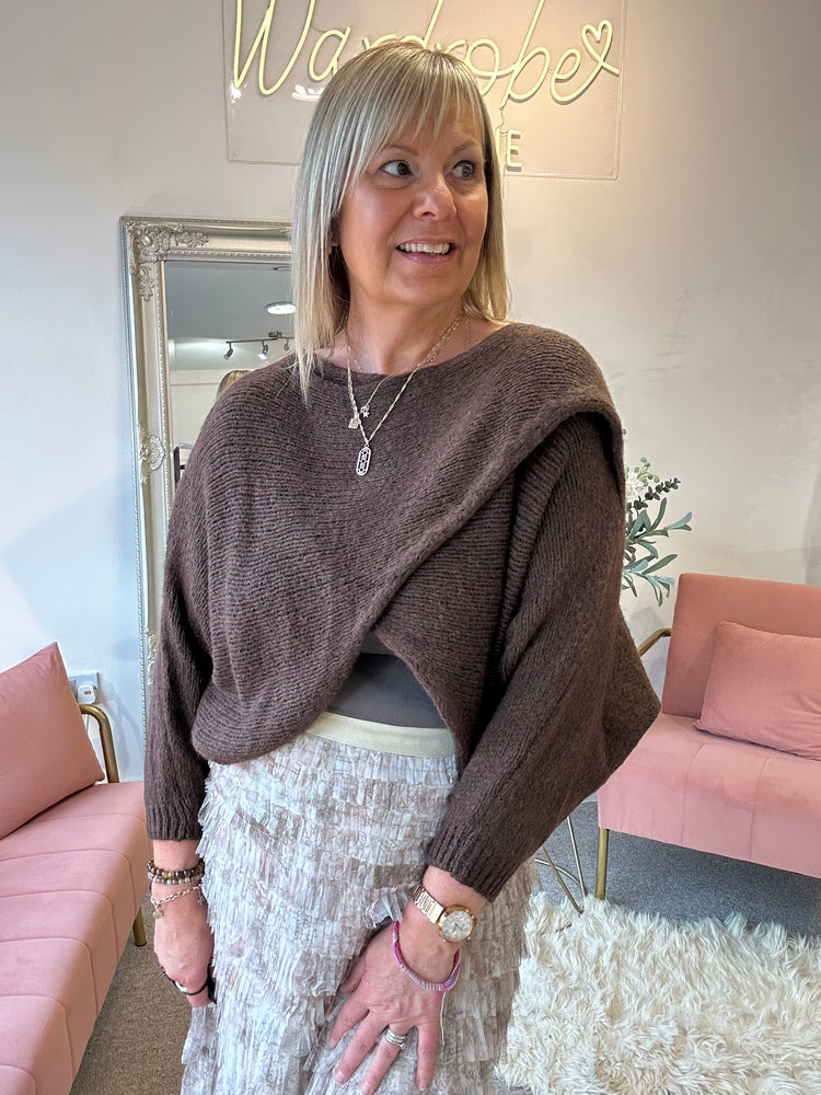 Crossover Layered Jumper - Brown