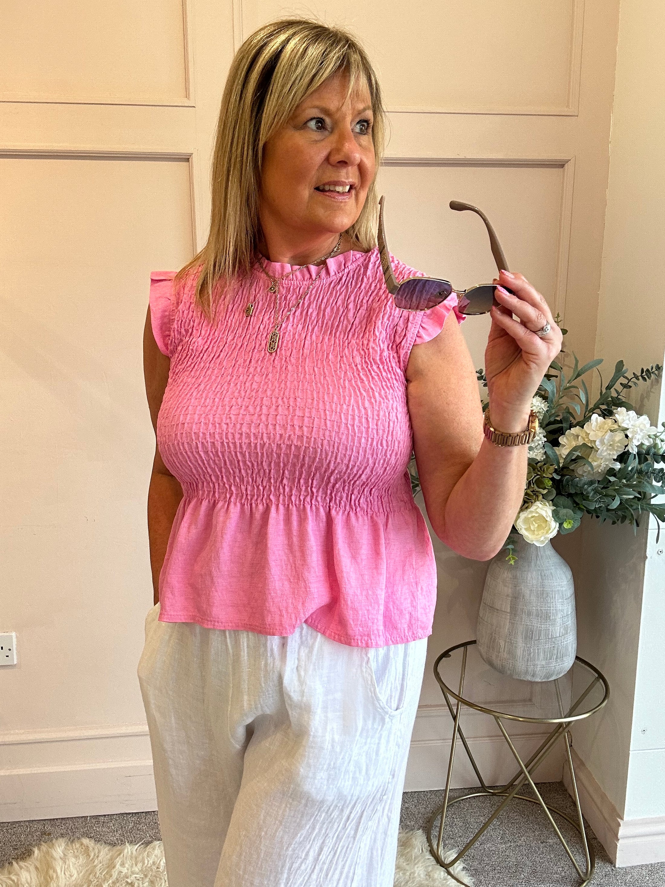 Cute Peplum Top  - Candy Pink - Wardrobe By Simone