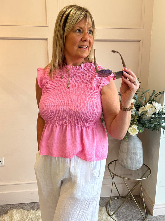 Cute Peplum Top  - Candy Pink - Wardrobe By Simone