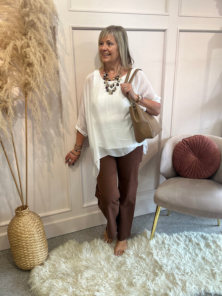 Floaty chiffon oversized top - White - Wardrobe By Simone
