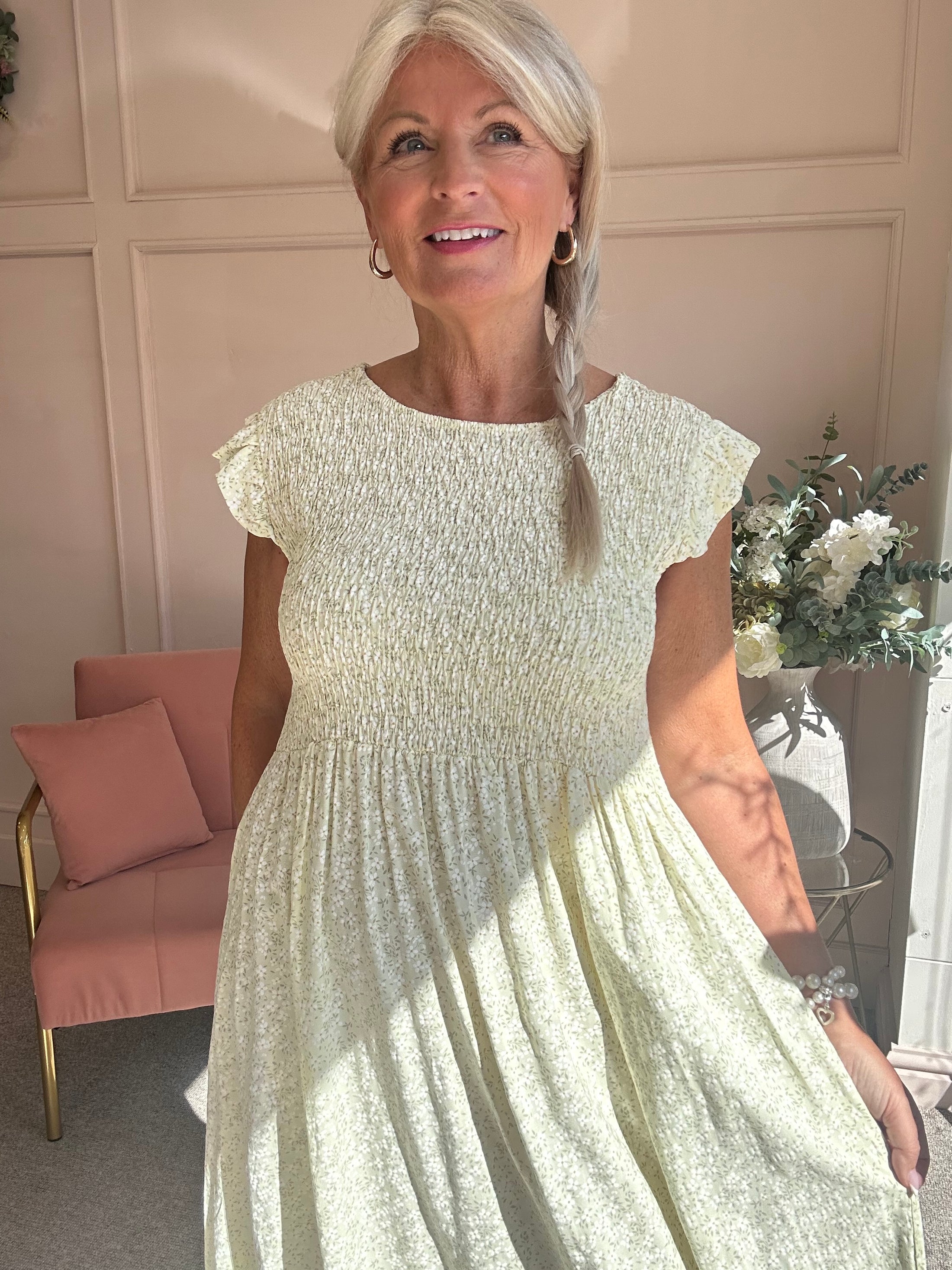 Ditsy Dress - Lemon/White - Wardrobe By Simone