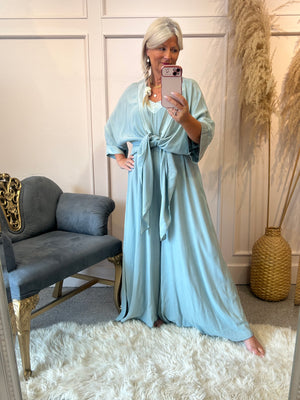 Floaty Jacket & Strapy Jumpsuit - Sage Green