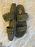 Load image into Gallery viewer, Julia Gold Stud & Buckle Sandal - Olive
