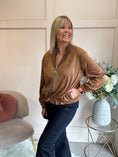 Load image into Gallery viewer, Suedette Zip Jacket - Golden Brown
