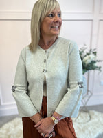 Sparkle Bow Detail Cardigan  - Oatmeal