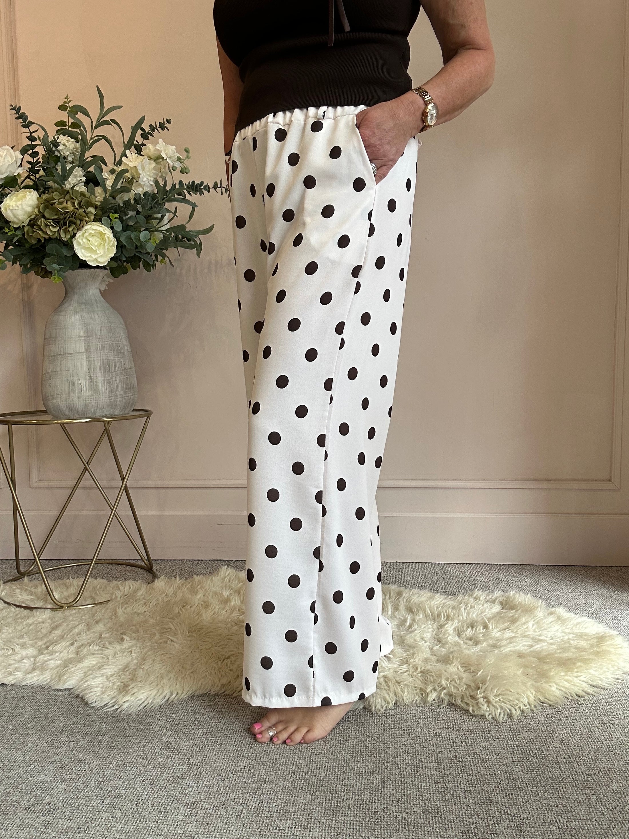 Polka Dot Trouser - Beige/Brown One size - Wardrobe By Simone
