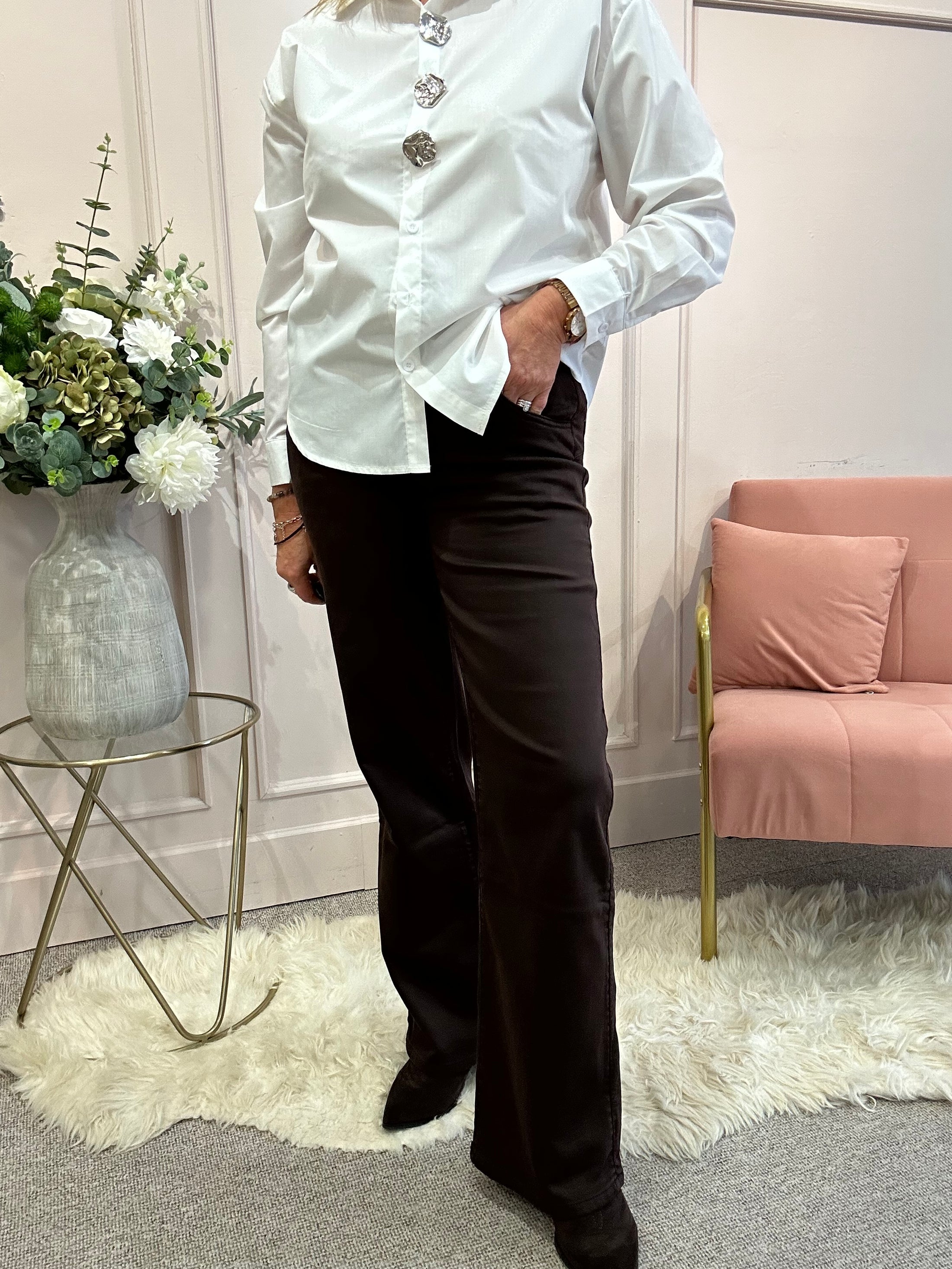 Wide Leg Jegging Style Jeans- Brown