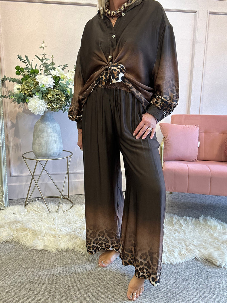 Satin trouser - Brown/Cheetah - Wardrobe By Simone