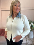 Load image into Gallery viewer, Zip Denim Collar Cardigan Jacket - Cream/Denim
